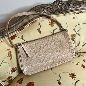 Banana Republic Cream Croc Embossed Leather Bag